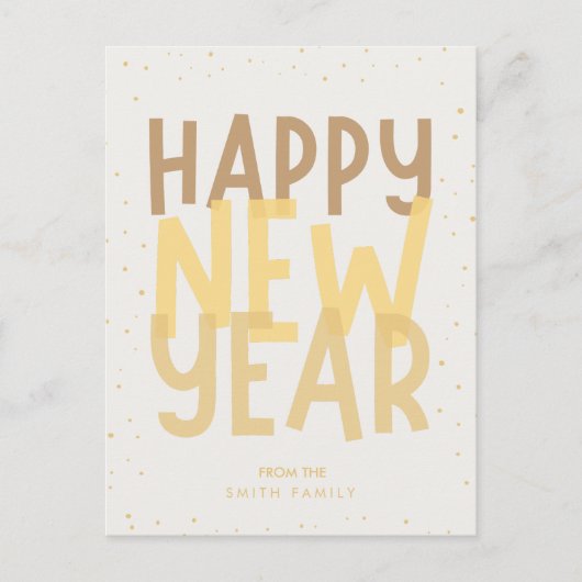 Beige Happy New Year Postkarte (Vorderseite)