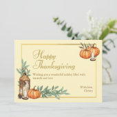 Beige Happy Thanksgiving Feiertagskarte (Stehend Vorderseite)