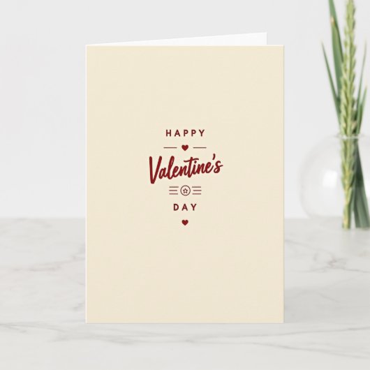 Beige Happy Valentinstag Karte (Vorderseite)