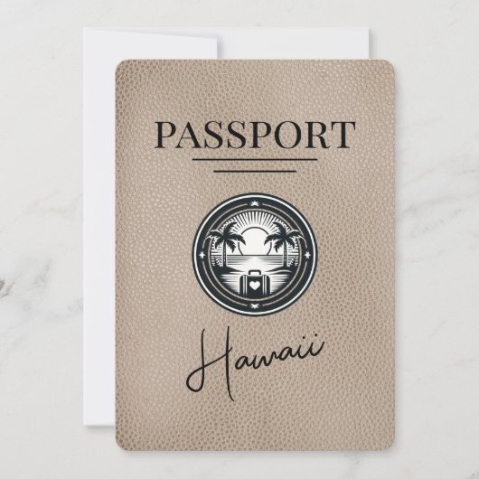 Beige Hawaii Passport Save the Date (Vorderseite)