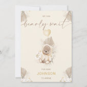 Beige Heart Balloon Babydusche frühzeitig abwarten Einladung (Rückseite)