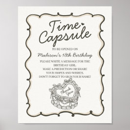Beige Heart Coquette Cake Birthday Time Kapsel Poster