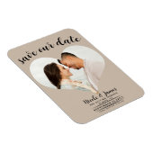 Beige Heart Foto Wedding Save the Date Magnet (Rechte Seite)