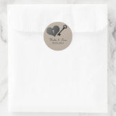 Beige Heart Lock and Key Wedding Stickers (Tasche)