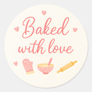 Beige Hearts Baking Dankeschön-Aufkleber Runder Aufkleber