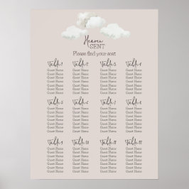 Beige Heaven Sent Gender Reveal Seating Chart Poster