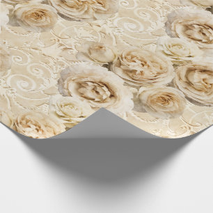 Beige Heirloom-Rose mit Damask Geschenkpapier