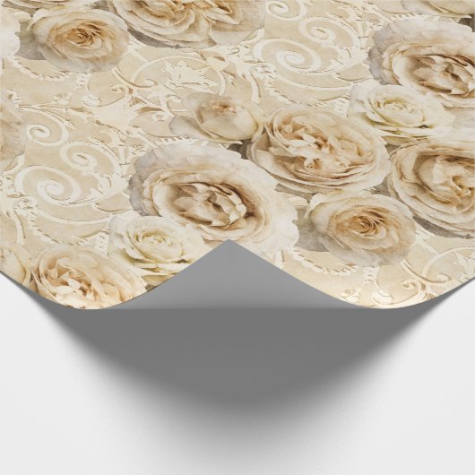 Beige Heirloom-Rose mit Damask Geschenkpapier (Ecke)