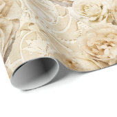 Beige Heirloom-Rose mit Damask Geschenkpapier (Rolleneckpunkt)