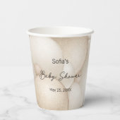 Beige Heißluftballon Babydusche Pappbecher (Rückseite)