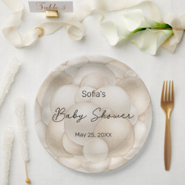 Beige Heißluftballon Babydusche Pappteller