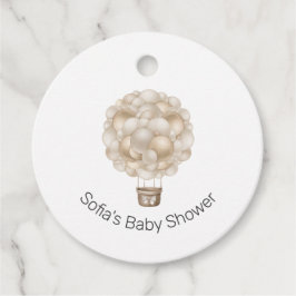 Beige Heißluftballon Boho Babydusche Geschenkanhänger
