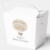 Beige Heißluftballon Boho Babydusche Geschenkschachtel (Rückseite)