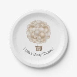 Beige Heißluftballon Boho Babydusche Pappteller