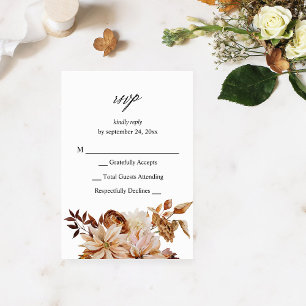 Beige Herbstblumen ohne Essen RSVP VER Karte