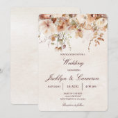 Beige, Herbstblütenhochzeit Einladung (Vorne/Hinten)