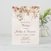 Beige, Herbstblütenhochzeit Einladung (Stehend Vorderseite)