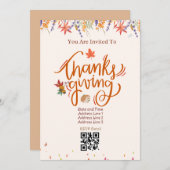 Beige Herbstkarte Erntedank Einladung Karte 01 (Vorne/Hinten)