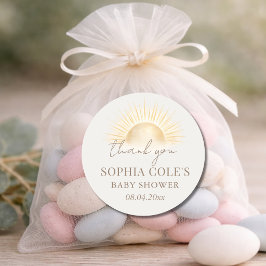 Beige Here Comes The Sun Boy Baby Shower Gastgesch Runder Aufkleber