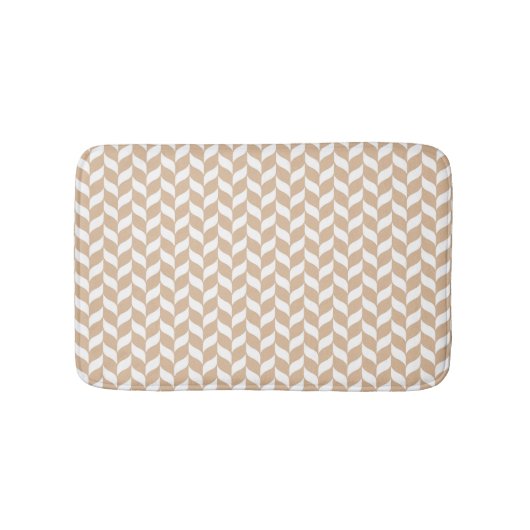 Beige Herringbone Pattern Bath Mat Badematte (Vorderseite)