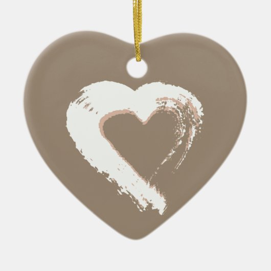 Beige Herzdekoration Keramik Ornament (Vorne)