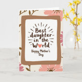 Beige Herzen Muttertagskarte Karte (Gelbe Blume)