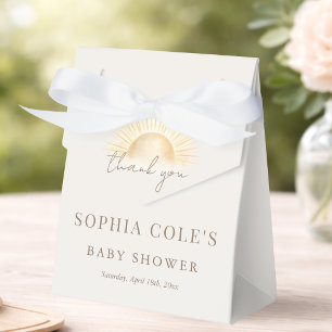 Beige Hier kommt der Sohn Baby Shower Danke Geschenkschachtel