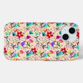 Beige Hintergrund farbenfrohe Blumenmuster Case-Mate iPhone Hülle (Rückseite (Horizontal))
