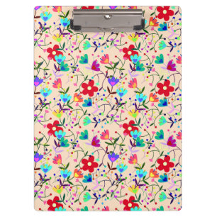 Beige Hintergrund farbenfrohe Blumenmuster Klemmbrett