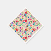 Beige Hintergrund farbenfrohe Blumenmuster Serviette (Ecke)