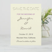 Beige Hintergrund Grau Moderne Hochzeitseinladung Save The Date (Stehend Vorderseite)