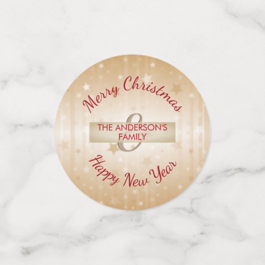 Beige Hintergrund mit Sternen Konfetti (Klein Vorderseite)