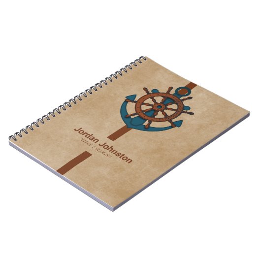 Beige Hintergrund und Anker und Rudor Notizblock (Linke Seite)