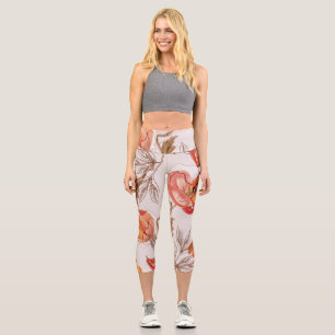 Beige Hintergrundbeläge Wasserfarbmuster Capri Leggings