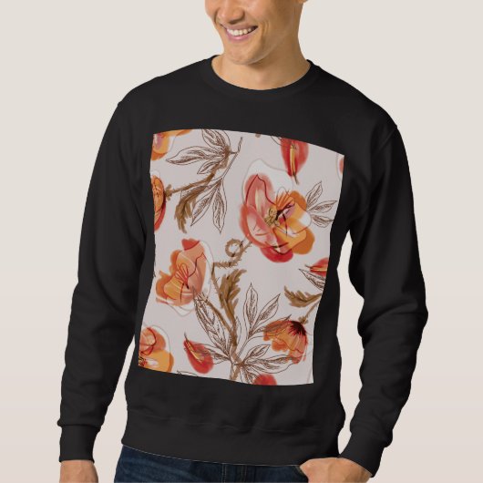Beige Hintergrundbeläge Wasserfarbmuster Sweatshirt (Vorderseite)
