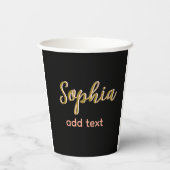 Beige hinzufügen Name Mädchen Boss Text schwarz el Pappbecher (Rückseite)