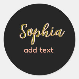 Beige hinzufügen Name Mädchen Boss Text schwarz el Runder Aufkleber
