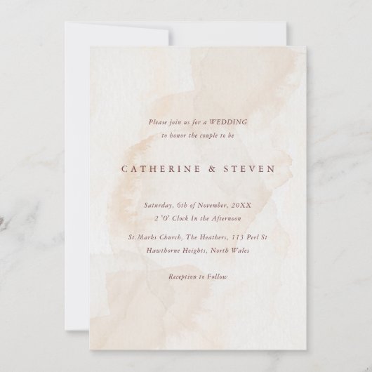 Beige Hochzeit an der Küstenstadt Einladung (Vorderseite)