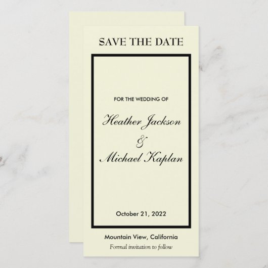 Beige Hochzeit Beruflich Minimalistisch Schlicht Save The Date (Vorne/Hinten)