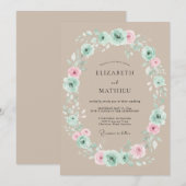 Beige Hochzeit im rustikalen Stil Einladung (Vorne/Hinten)