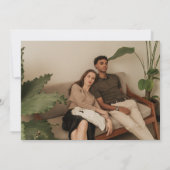 Beige Hochzeit Minimalistisches Lässiges Foto Save The Date (Rückseite)