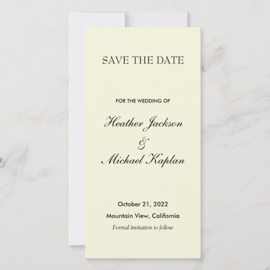Beige Hochzeit Profi Minimalist Save The Date (Vorderseite)