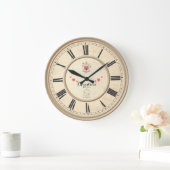 Beige Hochzeit- und Jubiläumsmauer Personalisiert Große Wanduhr (Zuhause)