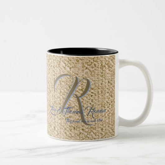 Beige Hochzeitskaffees personalisiert Zweifarbige Tasse (Rechts)