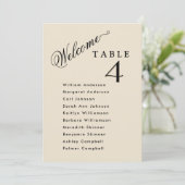 Beige, Hochzeitsplankarten mit Gästebamen Einladung (Stehend Vorderseite)