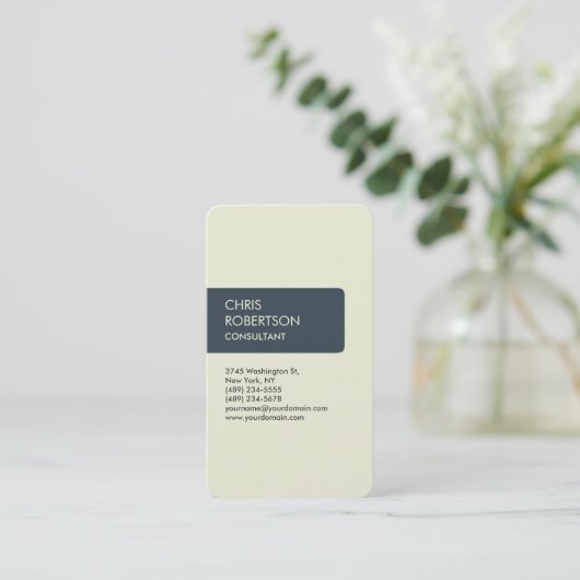 Beige Holzkohle Attraktive Charming-Visitenkarte Visitenkarte (Stehend Vorderseite)