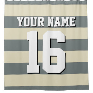 Beige Holzkohle Sports Jersey Preppy Strip Duschvorhang