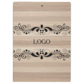 Beige Holzstruktur mit Vintager schwarzer Blütensp Klemmbrett (Rückseite)