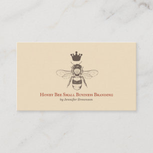 Beige Honeycomb Crown Queen Bee Visitenkarte