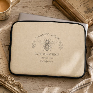 Beige Honigbiene Französisches Landhaus Stil Vinta Laptopschutzhülle